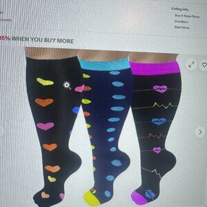 3 Pairs Plus Size Compression Socks Nurse Series